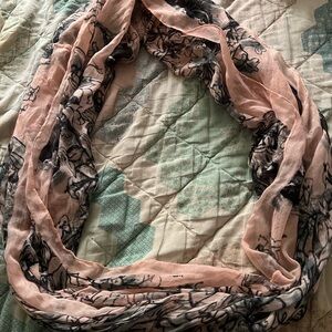 Pink and black Floral Scarf